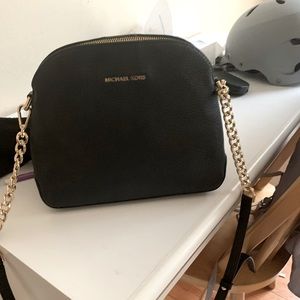 Michael Kors black leather crossbody bag purse